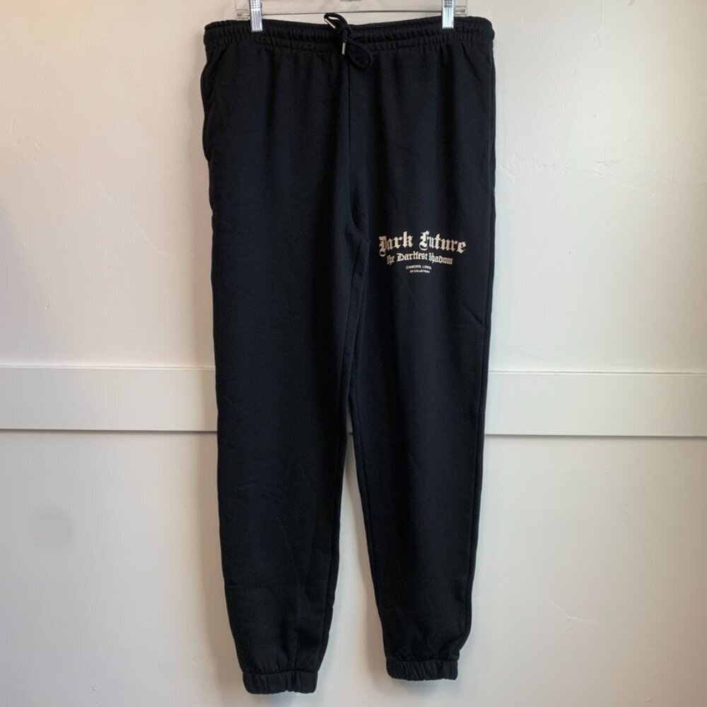 NWOT ASOS Dark Future Black With Print Tapered Sweatpant Joggers